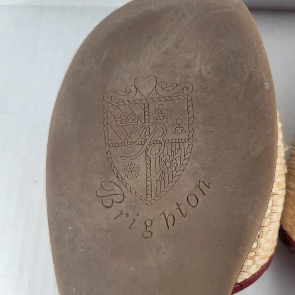 Brighton Women Red Oasis Floral Woven Embellishments Slide Sandals Size 5 - Picture 9 of 10